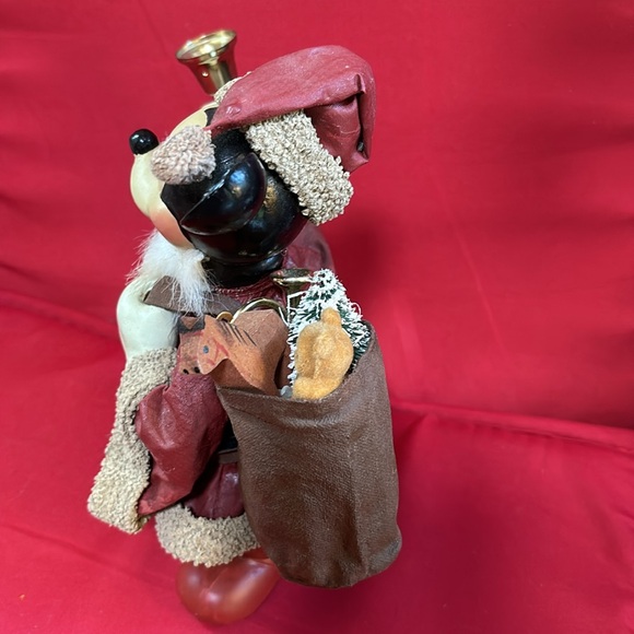 Walt DISNEY MICKEY MOUSE SANTA SUIT FABRIC MACHE -  8" Vintage - Picture 4 of 8